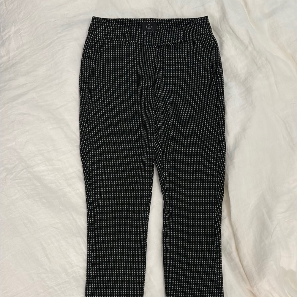 White House Black Market Black and White Pinstripe Trousers